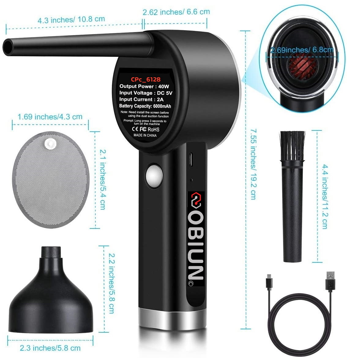 Mini aspirateur souffleur sans fil oBiun Test & Avis
