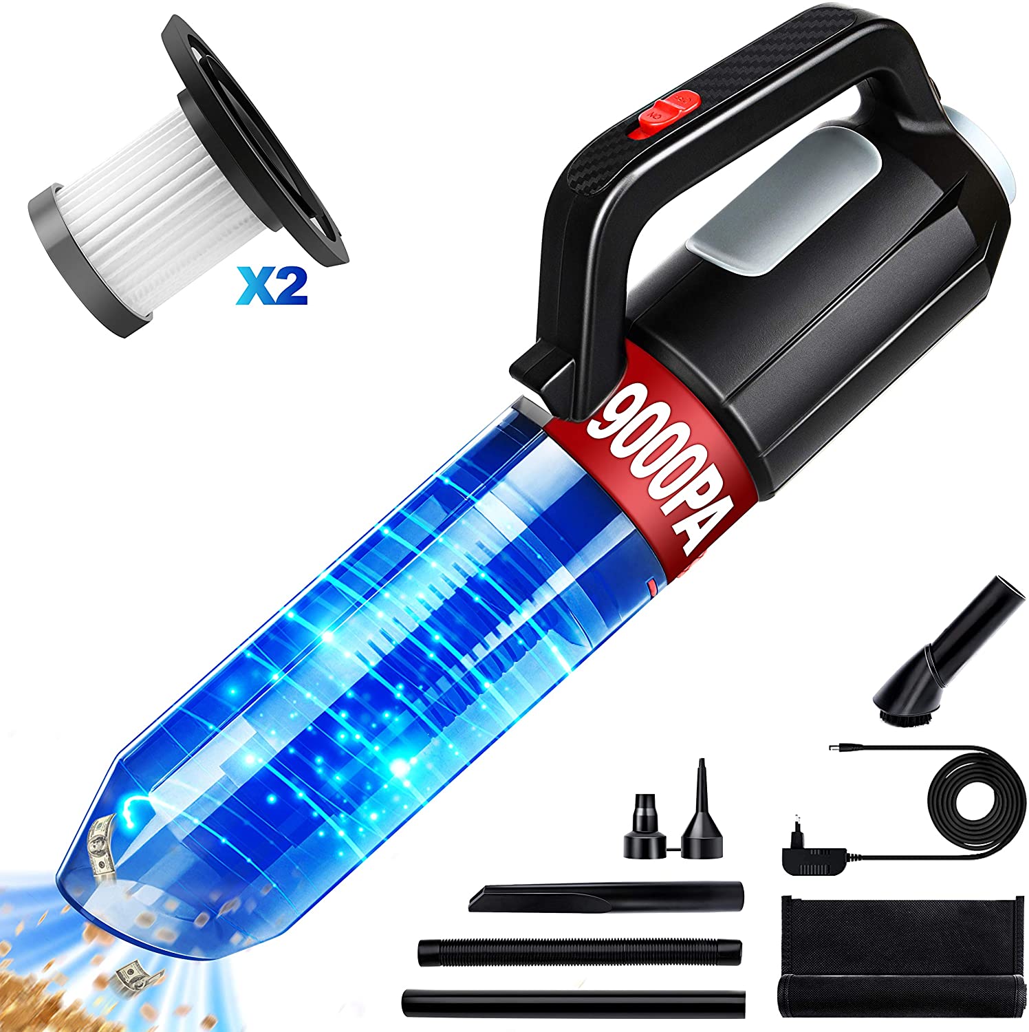 Aspirateur Voiture Puissant, Aspirateur a Main sans Fil Portable 9000PA 120W Présentation
