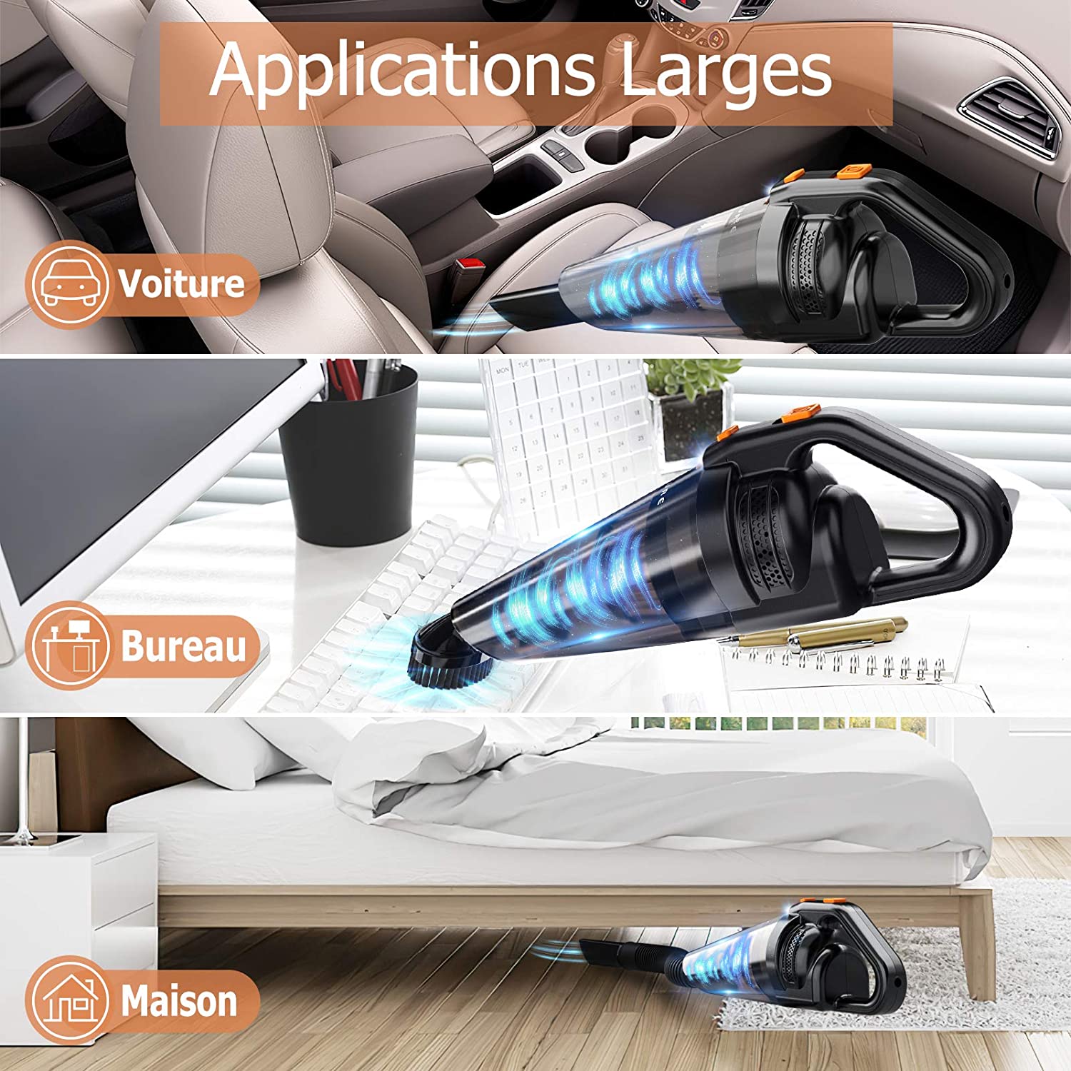 Aspirateur à Main sans Fil, 130W 9000Pa Test & Avis